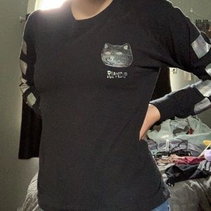 Rip n Dip Black & Silver Holographic Top Small Cat